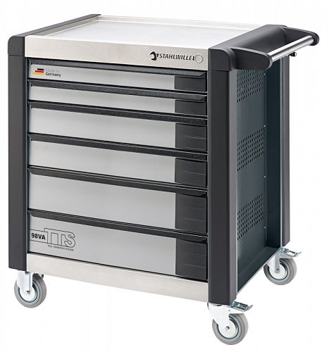 Wózek warsztatowy TTS 6-szufl. antracytowy z Nakładkami; 1000x1024x652mm, max obciążenie: 40kg na szufladę; 1400 kg na Wózek; 98/VA6 A STAHLWILLE 81200102