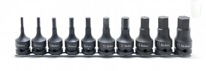 Nasadki udarowe trzpieniowe zestaw 1/2" H4-H19mm listwa 10szt KOKEN