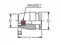 Nasadka udarowa sześciokątna z magnesem krótka 21mm KOKEN - 2