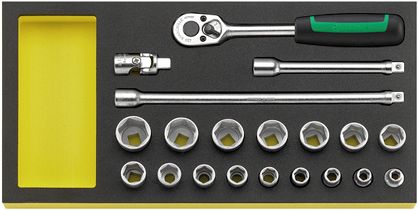 Zestaw TCS 1/3 narzędzi 3/8" Grzechotka+nasadki+akcesoria; 20-Częściowy TCS 456/16/4 MF STAHLWILLE 96830357