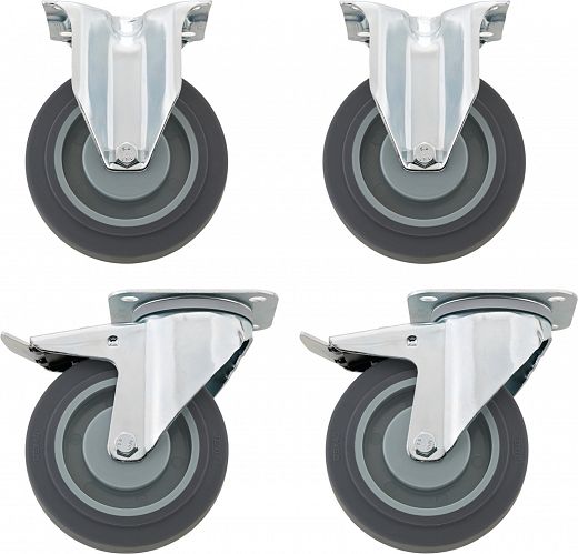 Zestaw kółek: 2 nieruchome i 2 ruchome Kółka śr. fi 125 mm, z tego 2 z hamulcem postojowym do nr 95, 95VA R 95 STAHLWILLE 81490001