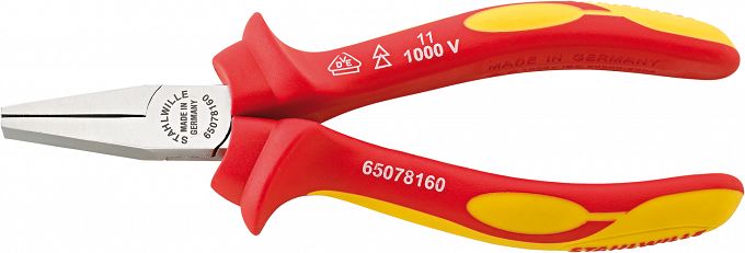 Szczypce płaskie krótkie izolowane VDE1000V L=160mm; chromowane 6507 8 160 VDE- STAHLWILLE 65078160