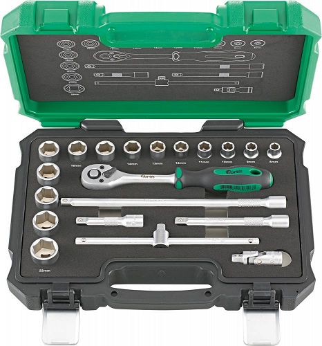 Komplet kluczy wtykowych 20-częściowy FORTIS 3/8