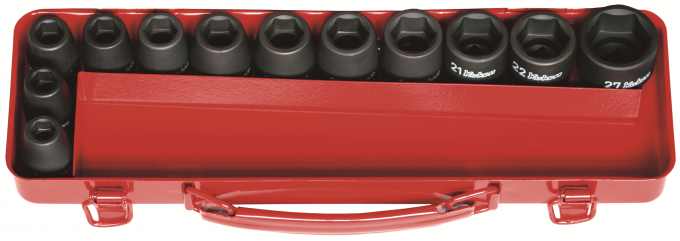 Zestaw nasadek udarowych 6-kątnych w kasecie 1/2