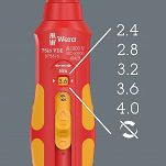 Wkrętak dynamometryczny 7516 VDE Kraftform Safe-Torque Speed 7508, 2,4-4,0 Nm, 9 x 2,4 Nm x 2,8 Nm x 3,2 Nm x 3,6 Nm x 4,0 Nm x 192 mm WERA 05075876001 - 5