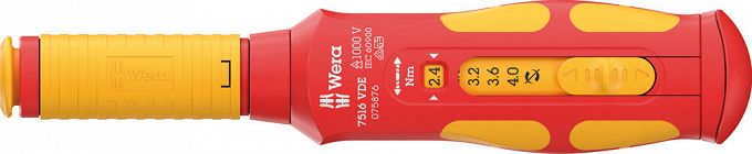 Wkrętak dynamometryczny 7516 VDE Kraftform Safe-Torque Speed 7508, 2,4-4,0 Nm, 9 x 2,4 Nm x 2,8 Nm x 3,2 Nm x 3,6 Nm x 4,0 Nm x 192 mm WERA 05075876001