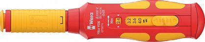 Wkrętak dynamometryczny 7516 VDE Kraftform Safe-Torque Speed 7508, 2,4-4,0 Nm, 9 x 2,4 Nm x 2,8 Nm x 3,2 Nm x 3,6 Nm x 4,0 Nm x 192 mm WERA 05075876001