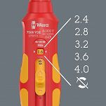 Wkrętak dynamometryczny 7508 VDE Kraftform Safe-Torque Speed 7508, 0,4-2,0 Nm, 9 x 0,4 Nm x 0,8 Nm x 1,2 Nm x 1,6 Nm x 2,0 Nm x 192 mm WERA 05075870001 - 4