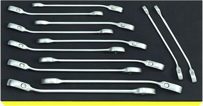 Zestaw TCS 1/3 Kluczy płasko-oczkowych z grzechotką 8-19mm, 12-el. TCS 17/12 STAHLWILLE 96830649