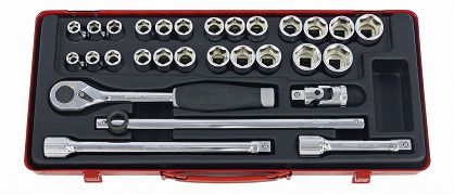 Zestaw kluczy nasadowych w kasecie 29 części KOKEN