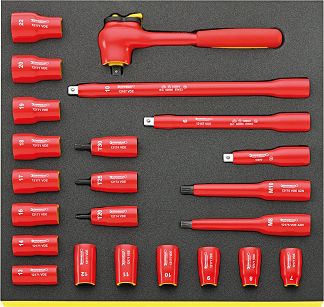 Zestaw TCS nasadek i akcesoriów 3/8", 23 elementowy, izolowane 1000V VDE TCS 12171/19/4 VDE STAHLWILLE 96830041