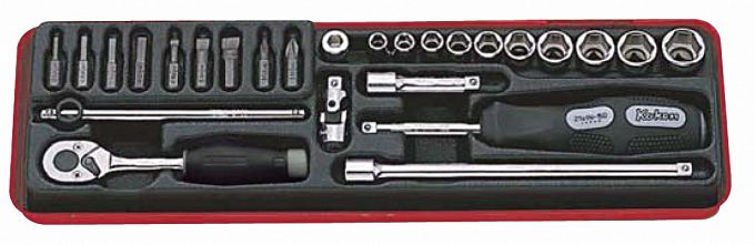 Zestaw kluczy nasadowych w kasecie 26 części KOKEN