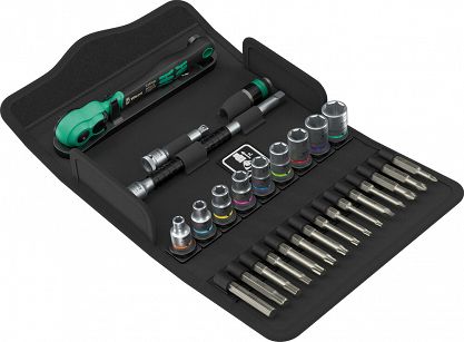 Zestaw z grzechotką 1/4" Zyklop Comfort 8100 SA 15, z przełącznikiem zmiany kierunku pracy, calowy, 28 części WERA 05005542001