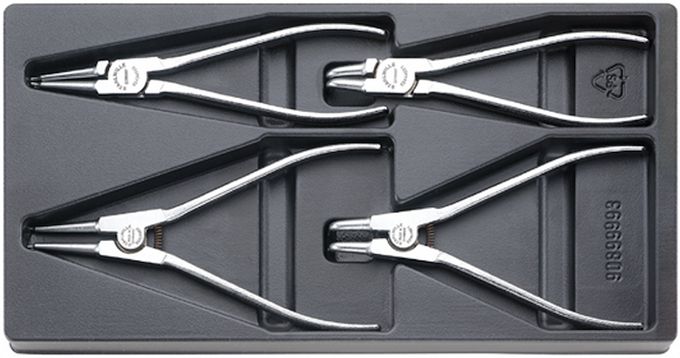 Zestaw szczypiec do pierścieni Segera (19-60mm) 4-Częściowy w plastikowym Wkładzie 6702 STAHLWILLE 96650004