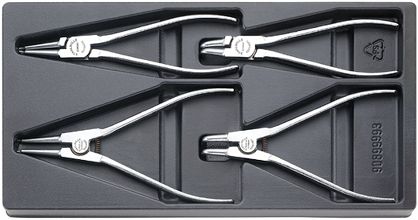 Zestaw szczypiec do pierścieni Segera (19-60mm) 4-Częściowy w plastikowym Wkładzie 6702 STAHLWILLE 96650004