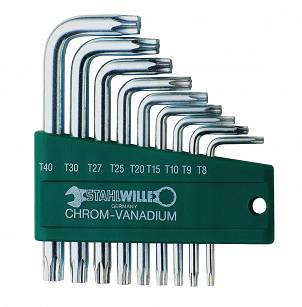klucze trzpieniowe TORX® chromowane długie, 1.5-10mm 9-częściowy 96432202 STAHLWILLE 