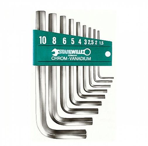 klucze trzpieniowe chromowane krótkie, 1.5-10mm 9-częściowy 96430101 STAHLWILLE 