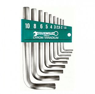 klucze trzpieniowe chromowane krótkie, 1.5-10mm 9-częściowy 96430101 STAHLWILLE 