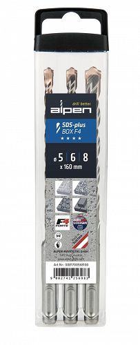 Zestaw wierteł widiowych do betonu, F4 Forte ALPEN 0081700568100