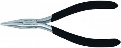 Szczypce półokr.dla elektron.125mm (ze sprężyną rozp.); poler./powl. 6540 6 120 STAHLWILLE 65406120