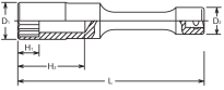 Nasadka 14mm dwunastokątna extra długa 250mm KOKEN - 2