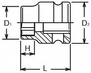 Nasadka udarowa 14mm sześciokątna cienkościenna krótka KOKEN - 2
