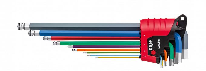 Klucze imbusowe kolorowe trzpieniowe ErgoStar 9cz. WIHA 43850