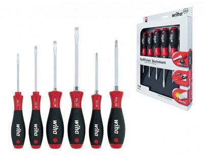Zestaw śrubokrętów wkrętaków SoftFinish płaski, Pozidriv 6-cz. z nasadką sześciokątną 21249 WIHA