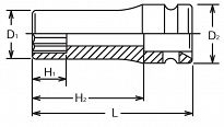 Nasadka udarowa 10mm dwunastokątna długa KOKEN - 2