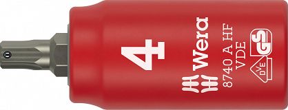 Klucz nasadowy trzpieniowy 8740 A VDE HF Zyklop, izolowany, 1/4", z funkcją przytrzymywania do śrub z gniazdem sześciokątnym, 4 x 45 mm WERA 05005901001