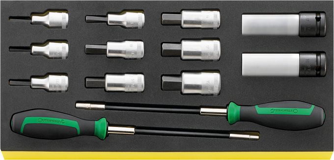 Zestaw TCS 1/3 nas. INHEX 5-19mm z nas. do kół 17;19mm i wkręt. giętkim(6;7mm); 13-Częściowy TCS 54/2309K/12506 STAHLWILLE 96830163