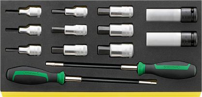 Zestaw TCS 1/3 nas. INHEX 5-19mm z nas. do kół 17;19mm i wkręt. giętkim(6;7mm); 13-Częściowy TCS 54/2309K/12506 STAHLWILLE 96830163