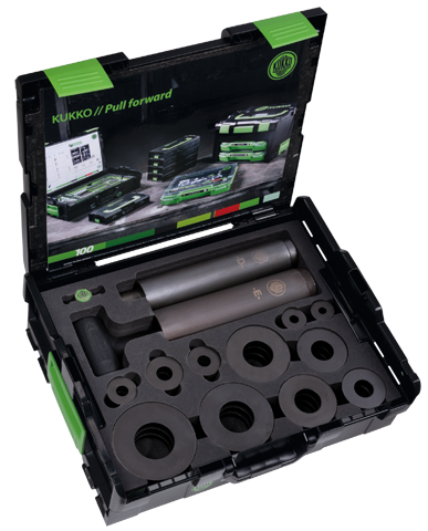 Zestaw narzędzi do montażu łożysk, ze stali, wykonanie ciężkie, krótkie KUKKO 71