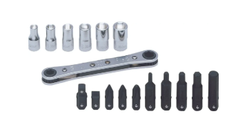 Zestaw klucz oczkowy +bity, nasadki 1/4" 17szt. KOKEN