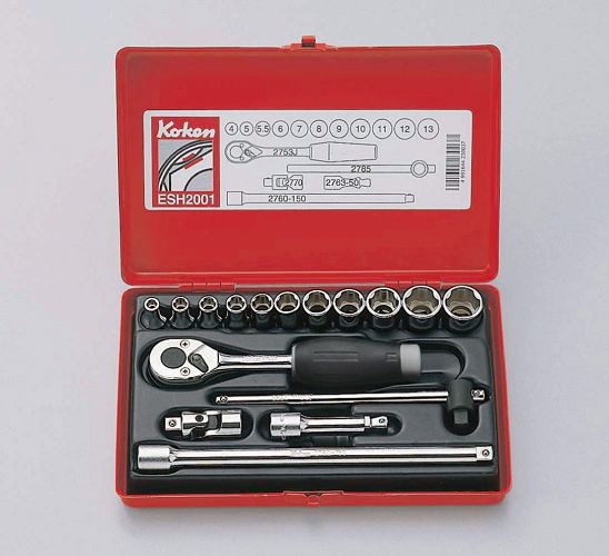 Zestaw kluczy nasadowych w kasecie 16 części KOKEN