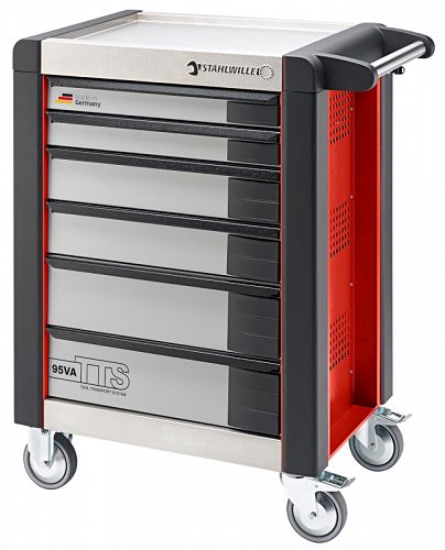 Wózek warsztatowy TTS 6-szufl. czerwony z Nakładkami, 1021x823x 497 mm; max obciążenie: 30kg na szufladę; 750 kg na Wózek 95/VA6 R STAHLWILLE 81200056