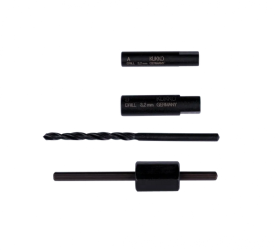 Wykrętak do zerwanych śrub z wiertłami i tulejką wiertarską KUKKO 49-U-12