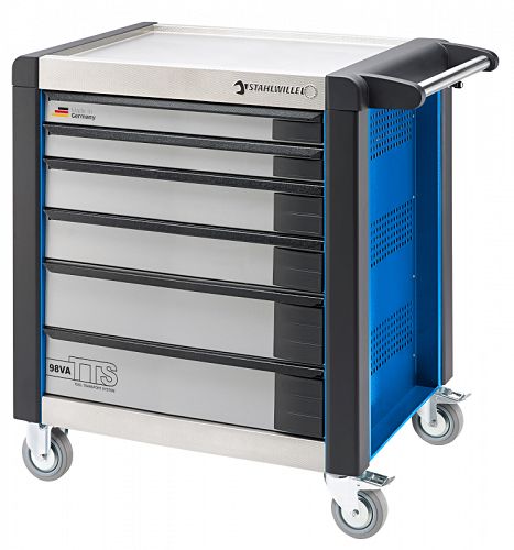 Wózek warsztatowy TTS 6-szufl. niebieski z Nakładkami; 1000x1024x652mm, max obciążenie: 40kg na szufladę; 1400 kg na Wózek; 98/VA6 B STAHLWILLE 81200101