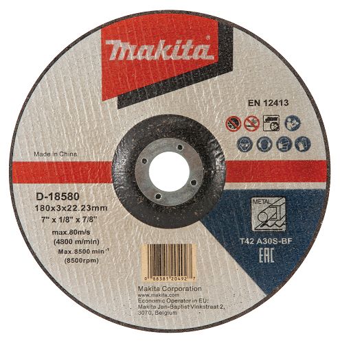 Tarcza 180x3X22,5 tnąca do metalu  wypukła MAKITA D-18580