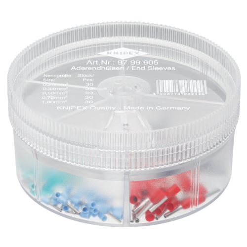 Zestaw w pudełku z tulejkami kablowymi izolowanymi KNIPEX 97 99 905