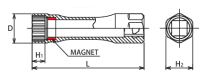 Nasadka 12-kątna do świec zapłonowych z magnesem 3/8