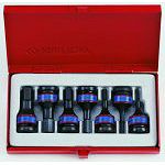 Nasadki udarowe z końcówką hex 1/2" 7 cz. krótkie 4 - 14 mm, kaseta KING TONY 4407MP