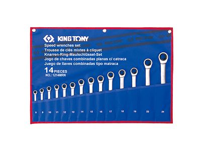 Klucze płasko oczkowe z grzechotką 8-24 KING TONY 12112MRN