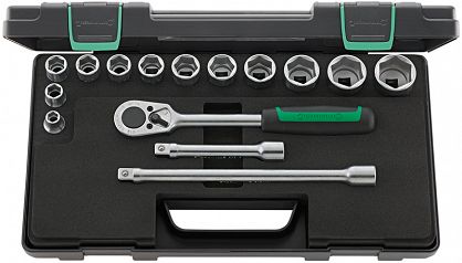 Komplet kluczy nasadowych 1/2" 6-kątnych 1/2", 15-elementowy w skrzynce ABS 96031436 STAHLWILLE