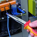 Zestaw dla elektryka szczypce tnące półokrągłe izolowane chwytające KNIPEX 26 16 200+ wkrętak izolowany PH2 WERA+ poziomica kieszonkowa 