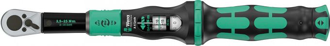 Klucz dynamometryczny Click-Torque Lock A 6, nastawny, z funkcją Torque Lock i grzechotką dwukierunkową, mechanizm dynamometryczny klucza do dokręcania w prawo, 2,5-25 Nm, 1/4