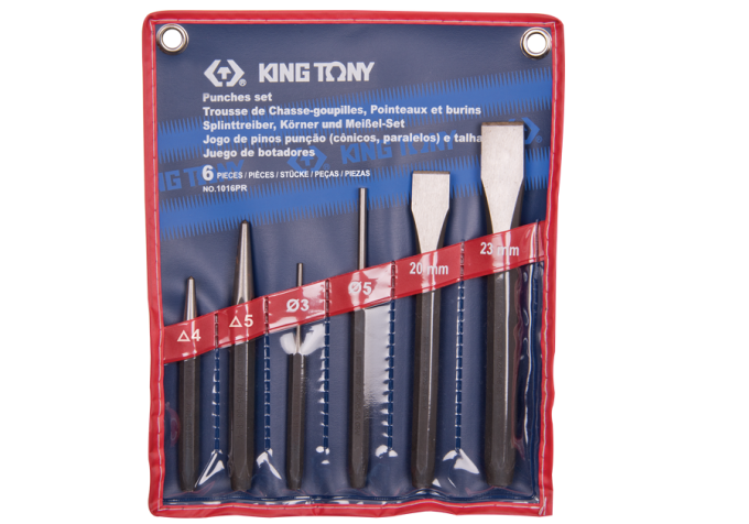 Zestaw wybijaków i przecinaków 6 cz., etui KING TONY 1016PR