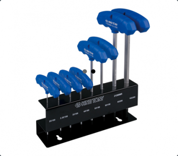 Zestaw imbusów calowych z uchwytem "T" 8szt. 1155 - HEX 5/64" - 3/8", stojak KING TONY 21208SR