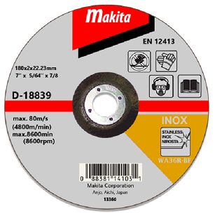 Tarcza 180x2x22 tnąca INOX wypukła MAKITA D-18839