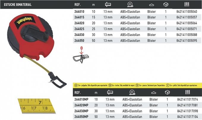 Taśma miernicza stalowa 20m/13mm MEDID 264020